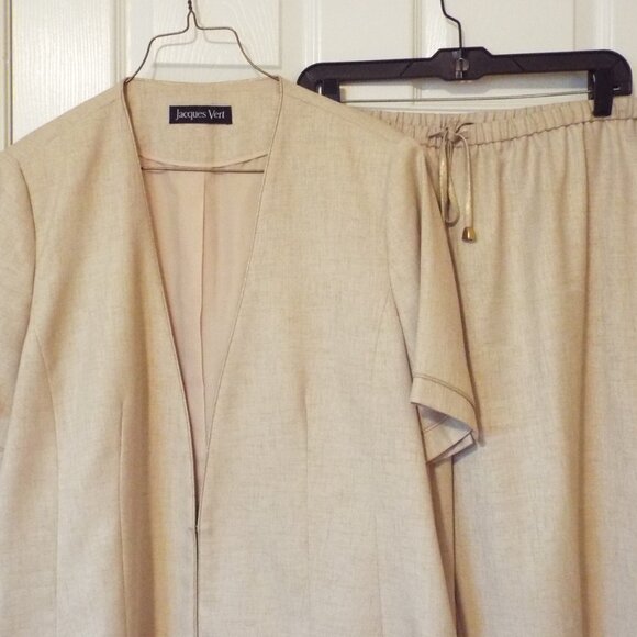 Jacques Vert Women 2-pc. Set ~ Jacket and Pants ~ Ivory and Gold ~ Sz. XL (16) ~ - Picture 2 of 4